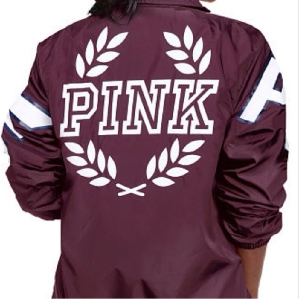 PINK Victoria's Secret Maroon Varsity Jacket